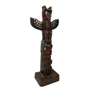 Vintage Thunderbird Bear BOMA Totem Pole Hand Painted Carved Canada Art